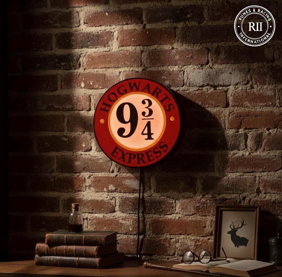 Hogwarts Express LED Wall Art - 9 3/4 Train Station Sign - Glowing Harry Potter Lamp - 3D Printed Wizarding Decor - Magic Gift