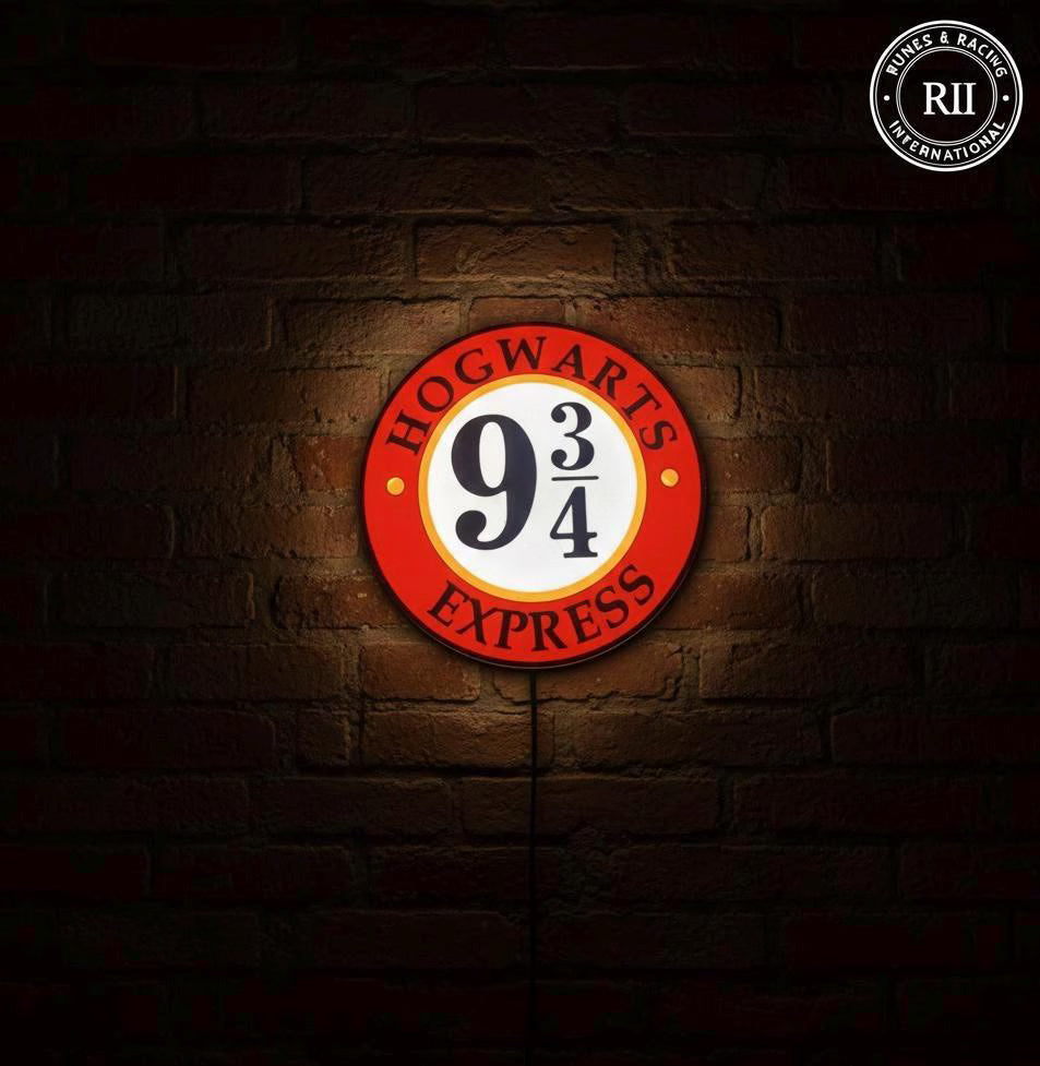 Hogwarts Express LED Wall Art - 9 3/4 Train Station Sign - Glowing Harry Potter Lamp - 3D Printed Wizarding Decor - Magic Gift